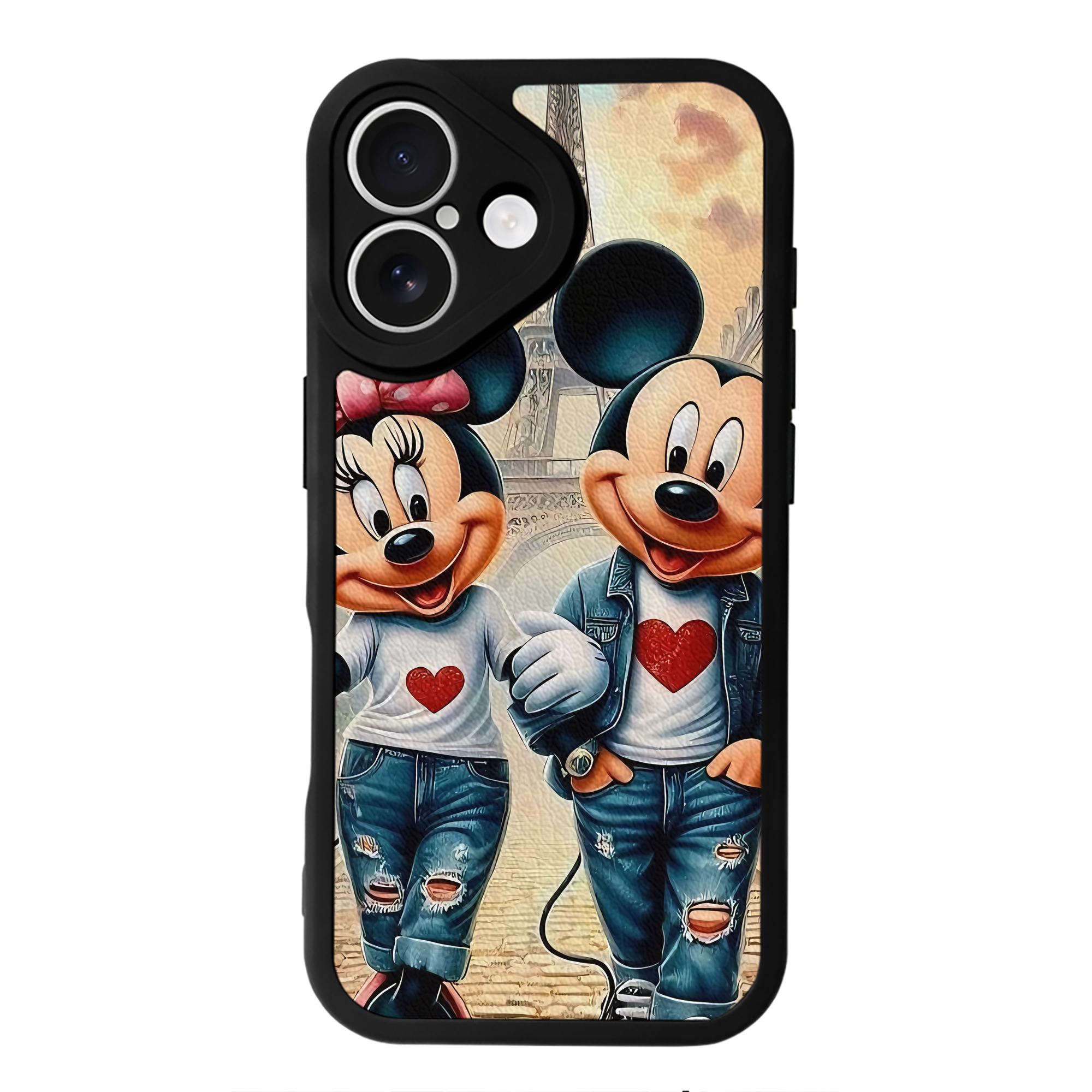 （画像用） ミッキーマウス Mickey Mouse 【iPhone 16シリーズ対応】シリコンスマホケース（レザー調） 材質：シリコン